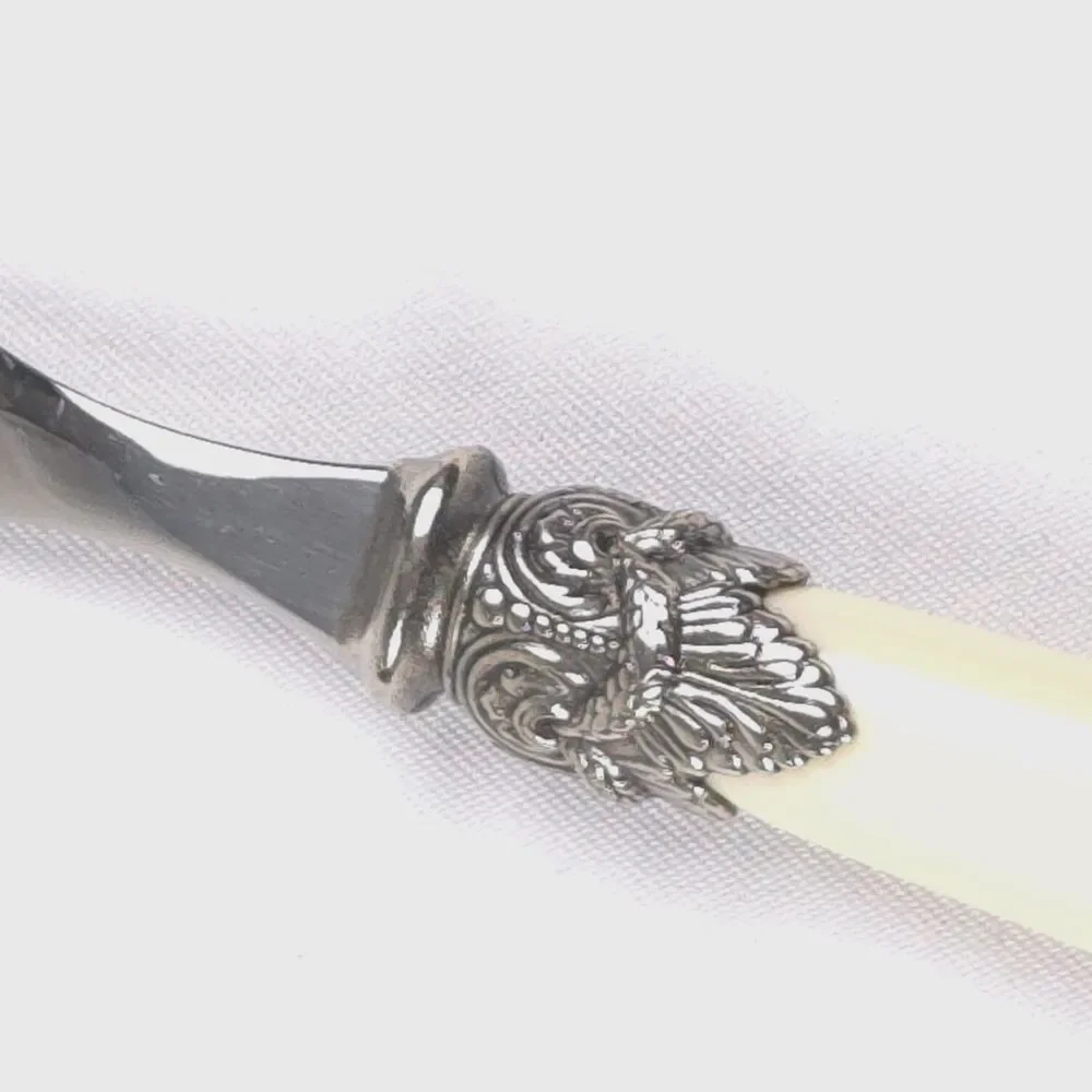 18th Century Reproduction Stainless Steel 3pc Appetizer Cheese Serving Set Italy